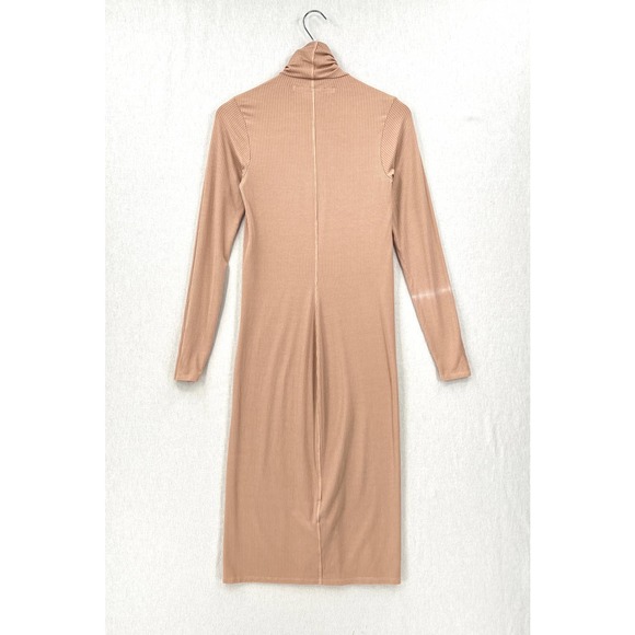 ENZA COSTA Silk Rib Dress Womens Medium Pink Turtleneck Long Sleeve Midi NEW - Picture 5 of 15